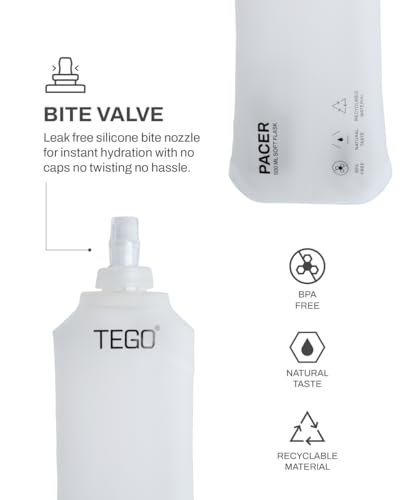 Image of TEGO Pacer Running Belt Hydration Kit | Running Waist Belt with 500ml Soft Flask | Lightweight Stretch Running Belt with Storage | Marathon, Jogging & Daily Runs