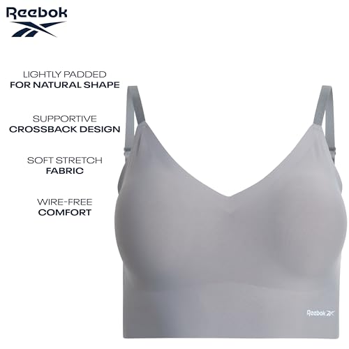Image of Reebok Womens Everyday Bras - 2 Pack or 4 Pack Soft Stretch Longline Ladies Bralettes Performance Wireless Bras for Women