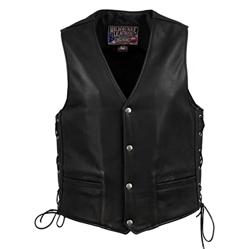 Milwaukee Leather Usa Made Mlvsm5003 Men's Black 'Gaucho' Extra Long Back Premium Steerhide Leather Vest - 3X-Large #TOP7
