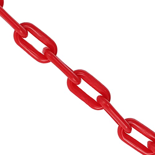 Bisupply Red Plastic Chain Links - 125Ft X 2In Plastic Barrier Chain For Safety Crowd Control Or Plastic Links Halloween Decor Chains For Costumes #TOP2