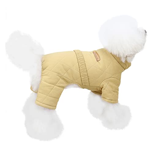 Izefia Dog Coat Windproof Jacket Cold Weather Coats 4 Legs Warm Jumpsuit Winter Thick Snow Proof Clothes Cotton Coat for Small Dog Medium Cat Brown M - Image 4