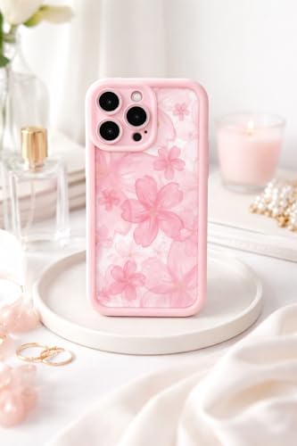 Image of COVERLY Pastel Floral Back Case Cover for iPhone 15 Pro Max | Hot 3D Ink Abstract Art Flower Cute Design | Lens Protection | Soft TPU Silicone Aesthetic Print Cover for Girls & Women (Pink,Shockproof)