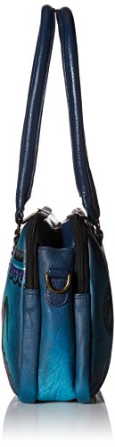Anna By Anuschka Womens Satchel Handbag - Genuine Leather, Denim Paisley Floral, No Size Us #TOP2