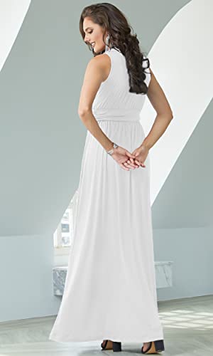 Image of KOH KOH Womens Long Sleeveless Flowy Bridesmaid Cocktail Evening Gown Maxi Dress