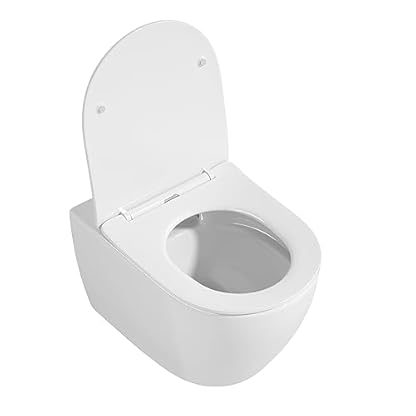 ADOB, spülrandlose WC Keramik TORNADO Hänge WC Toilette wandhängend 5 Liter wassersparend Wirbelspülung mit passendem WC Sitz mit Absenkautomatik, inkl. Schallschutzmatte, Toilette, Kloschüssel, 28021 – Bild 4