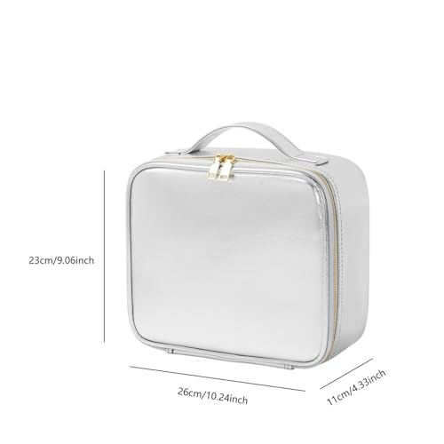 Trousse de maquillage miroir LED éclairé et compartiments modulables argent - 7