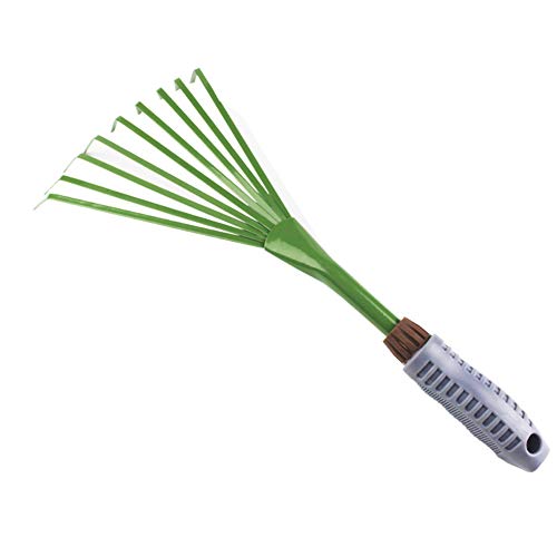 NANAD Grass Rake,Garden Tool Accessory Durable Iron Nine Teeth Green Shovel Grass Rake Portable Thicken Widen Garden for Loosening and Aerating the Soil