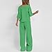 Women's Lounge 2PC Set Plus Size Fashion Solid Color 1/2 Sleeves Crewneck T-Shirts Elastic Waist Sweatpant Outfits Green 3X-Large