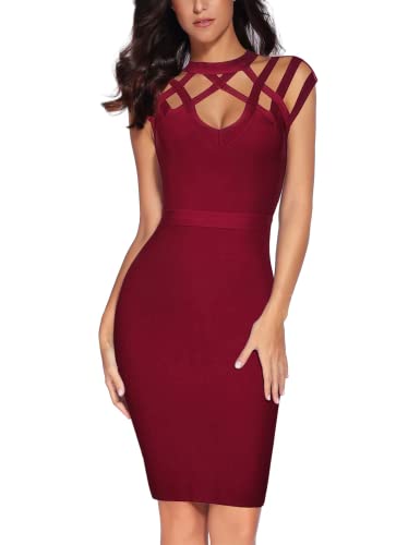 Image of meilun Hight Neck Cut Out Bandage Dress Mini Formal Party Gowns Wedding Guest Dress for Women