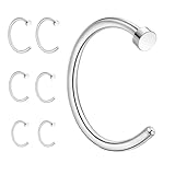 BIVYAX 6 Piezas Set de Piercing Nasal Falso, Anillo de Nariz Septum de Acero Inoxidable, falso piercing nariz Set de Hoops 6MM/8MM/10MM, Fino y Pequeño, Hipoalergénico para Cartílago y Hélix, Plata