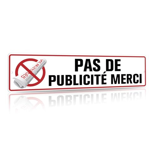 Putuo Decor Plaque Métallique Pas de Publicité Merci Panneau Décoratif Vintage en Métal pour Porte et Jardin 30x10 cm Signalisation Anti-Pub Respect de la Vie Privée