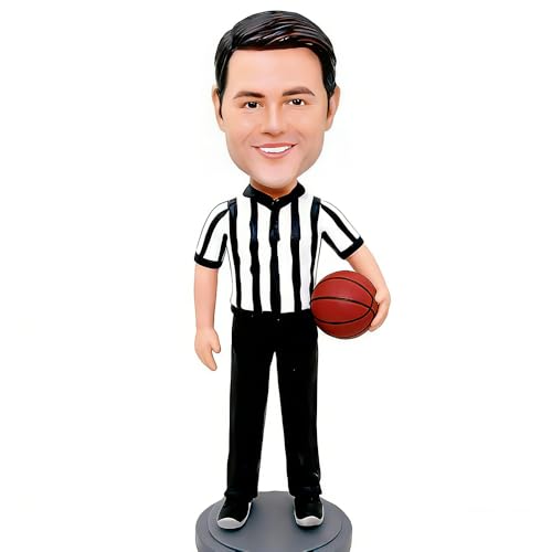 MEJELE Custom Basketball Referee Bobblehead Figure, Personalized Sports Collectible Figurine, Customized Basket Ball Player Sculpture, Retirement Gift