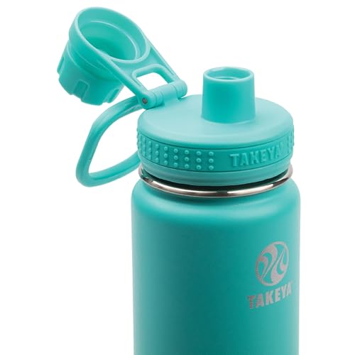 Takeya Actives Water Bottle with Spout Lid - Bottle with Double Stainless Steel Insulation - Dishwasher Safe & BPA-Free - Bottle with Spout Lid & Removable Bumper - 18 oz, Teal