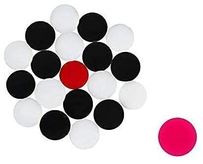 DULTER Acrylic Carrom Coins (Pawn) Pack of 20 Coins (9 White 10 Black 1 red) with Striker