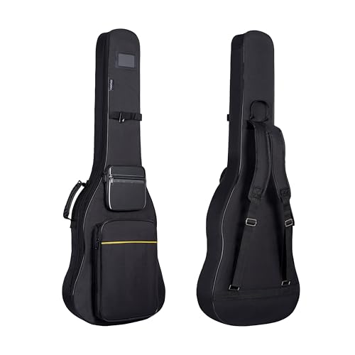 PPOPPO 39 40 Inch Electric Guitar Bag, 0.35 Inch Thick Padding Electric Guitar Case, Waterproof & Shockproof Gig Bag with Multi-Pocket, Adjustable Shoulder Straps & Neck Strap​, Black