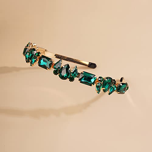 Wiwpar Thin Rhinestone Headbands For Women Elastic Rhinestone Head Bands Vintage Headband Hair Hoop Hair Accessories (Green) #TOP3
