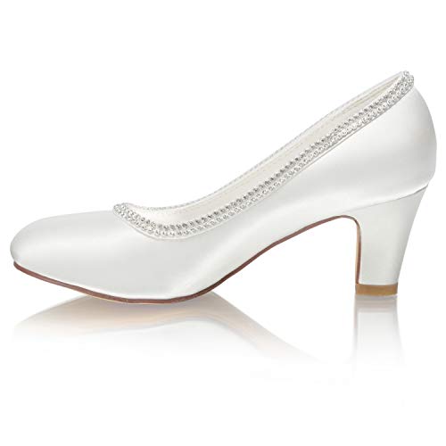 Emily Bridal Wedding Shoes Women's lace Satin Rhinestones2