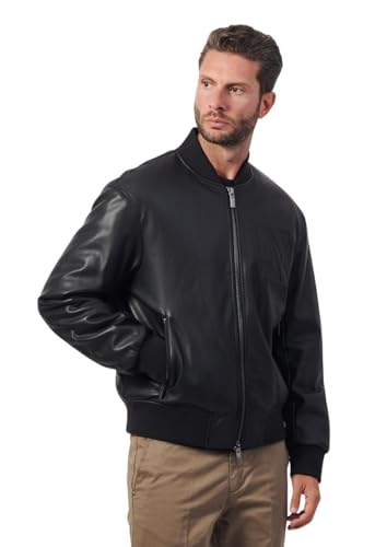 Armani Exchange Men's Faux Leather Zip Up Bomber Jacket2