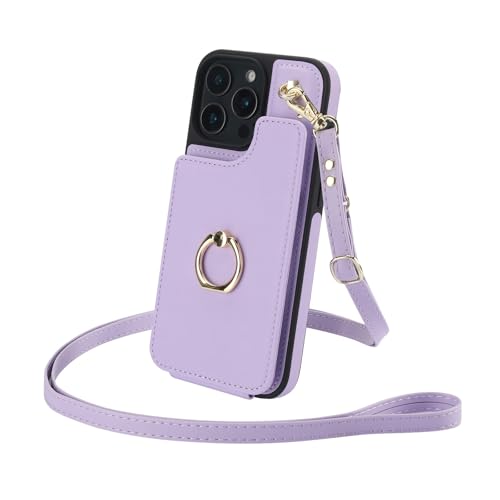 Étui en cuir iPhone 14 Plus violet clair clapet portefeuille de haute finition