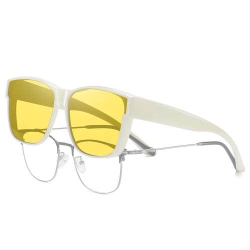 HAOLOTA Night Vision Driving Over Glasses Sunglasses Polarized Square Fit-Over Shades UV Protection