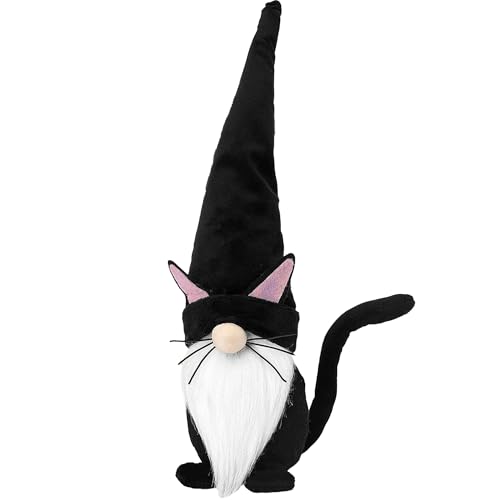 Gxdamxz Wichtel Deko Innenbereich Handgemachte Katze Elf für Ostern/Weihnachts Schwarz