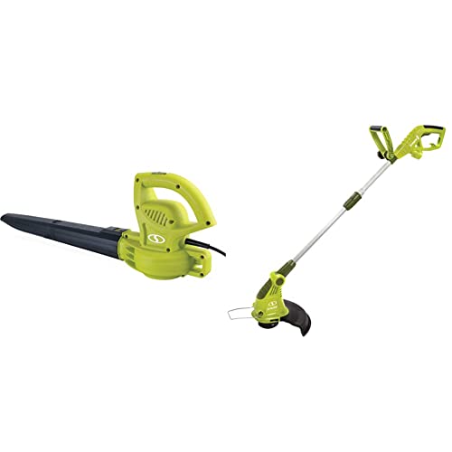 Sun Joe Sbj601E 10 Amp 215 Max Mph All-Purpose 2-Speed Electric Blower, Green & Trj13Ste Electric Grass Trimmer + Edger, 13-Inch, 4-Amp, Telescoping Pole #TOP11