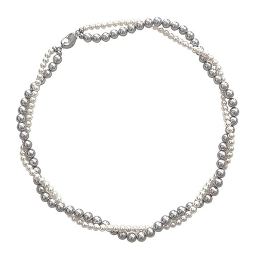Collier de perles à 2 couches en argent sterling pour femme au design élégant
