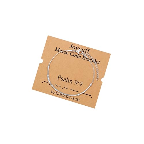 Image of JoycuFF Inspirational Morse Code Bracelets for Women Silver Beads Jewelry Encouragement Mantra Gifts for Her