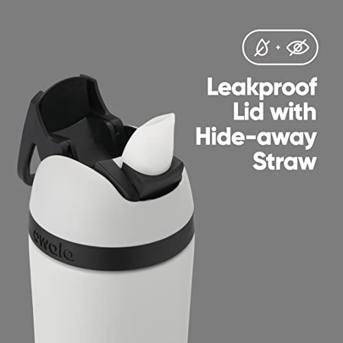 Image of Owala Kids Flip Insulation Stainless Steel Water Bottle with Straw, Locking Lid, Great for Travel, 14 Oz, Grey and Black