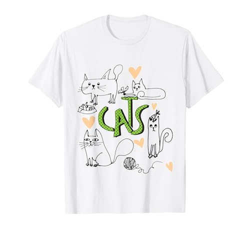 面白い猫。落書きTシャツ。 Tシャツ - Raizone - 商品画像