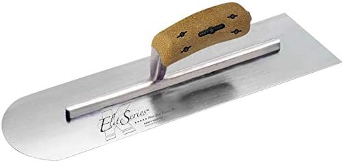Kraft Tool CFE284K 14"x4" Elite Series Cinco Estrellas Acero al Carbono Redondo Delantero/Cuadrado Trasero Paleta de Cemento w/Cork HDL