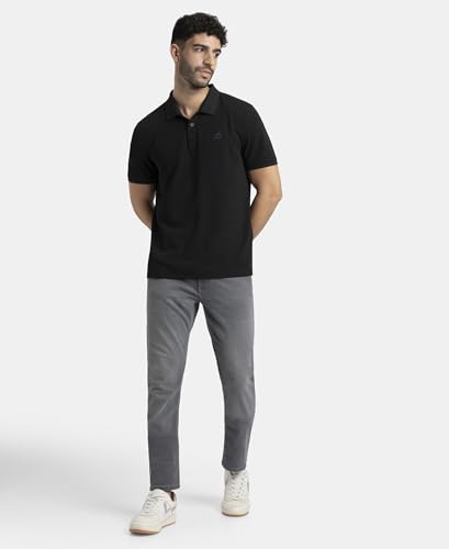 Image of Jockey AM38 Men's Microfiber Fabric Solid Half Sleeve Polo T-Shirt with StayDry & StayFresh Technology