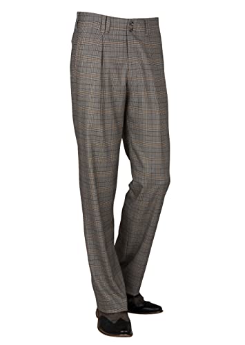 Pantalon plissé à carreaux marron et beige pour homme pour la danse rétro