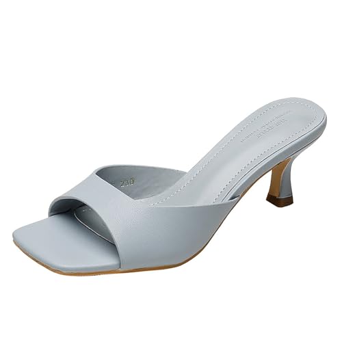 Image of Women's Square Open Toe Kitten Heel Slides Sandals Sexy One Band Slip-On Stiletto Heels Mules Casual Party Prom Dance Dress Dress