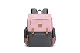 Mochila Maternidade LAND GRANDE AMOR Luxury 2.0 com Trocador, Impermeável, Grande Capacidade, Bolsa para Bebê e Viagem, Cinza com Rosa