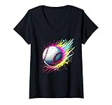 Photo Gallery donna giocatore di baseball colorato tie dye colore arte fan amante dello sport maglietta con collo a v Photo Gallery donna giocatore di baseball colorato tie dye colore arte fan amante dello sport maglietta con collo a v