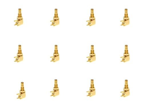 BJDZ SMB Male Jack Right Angle 90 Degree PCB Solder Mount Connector, Gold Plated, 50 Ohm, 12 Pack