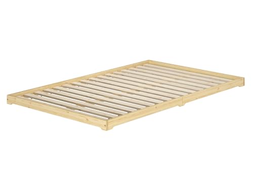 Erst-Holz®Überlanges Futonbett Holzbett niedrige Sitzkante 140x220 Kiefer lackiert V-60.47K-14-220Rollrost inkl.