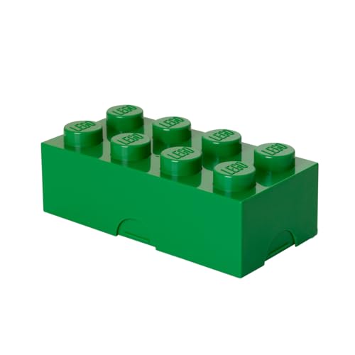 Room Copenhagen LEGO Lunch Box, 7.8” x 3.9” x 2.9”, Dark Green