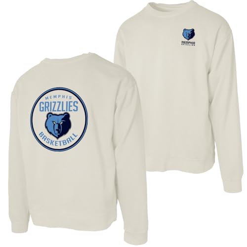 Memphis Grizzlies NBA Officially Licensed Crewneck Sweatshirt Ringspun Front/Back Ivory, Large