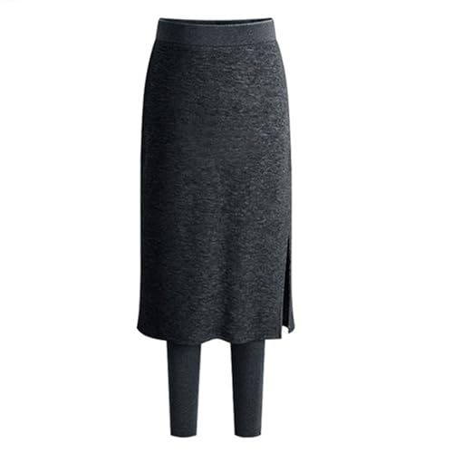 Jupe leggings femme en peluche épaissie noire pour hiver doux