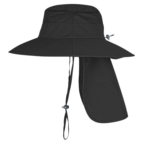 Sun-Hats-for-Men-Women-Fishing-Hat-UPF-50-Breathable-Wide-Brim-Bucket-Hats-Summer-UV-Protection-Safari-Hat-with-Neck-Flap