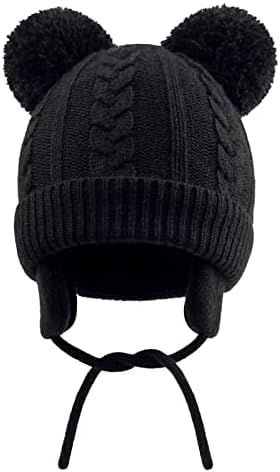 Image of Unisex Toddler Winter Hat Monkey Caps - Fleece Lined Baby Hat with Scarf Earflap Hood - Skull Caps for Kids