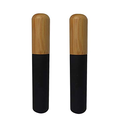 2Pcs 6Ml Refillable Empty Mascara Tube Bottles Vials Black Reusable Eyelash Cream Container Bottle With Eyelash Wand And Bamboo Cap For Castor Oil, Eyelash Growth Oil, Diy Mascara Travel Bottles #TOP1