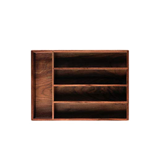 Cabilock Bandeja de talheres de madeira com 5 compartimentos, colher de garfo, pauzinhos, bandeja de