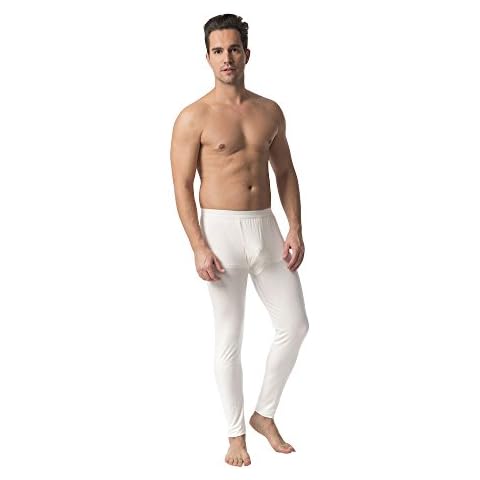 Jasmine Silk Men's Modal Long Johns in Ivory Cover