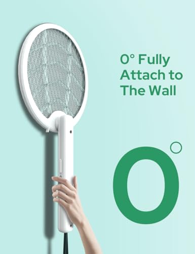 Image of CostarMatter Foldable Swivel Mosquito Racket, 2 in 1 Mosquito Bat USB Rechargeable, Bug Zapper Electric Fly Swatter with UV Light Lamp, Hangable Mosquito Swatter Racket w /Long Lasting Lithium Battery