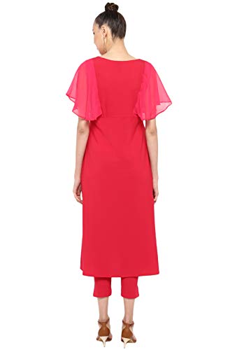 Image of Janasya Women's Poly Crepe A-Line Kurta With Pant