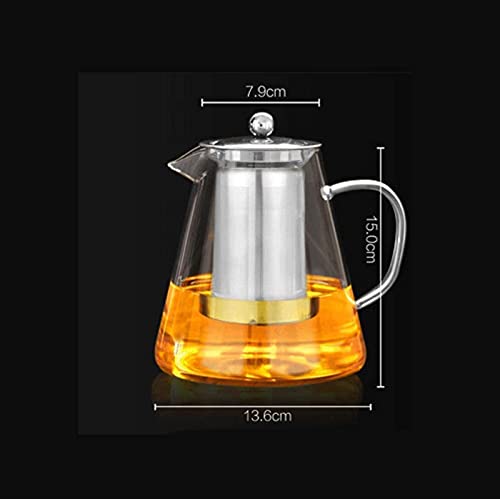 Bule de vidro, infusor de aço inoxidável perfeito para chá, bule de vidro com infusor bule de chá, c