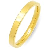 [Adelina Style] 指輪 平打 幅3mm リング 鏡面仕上げ 内甲丸 サージカルステンレス 細身 レディース メンズ 金属アレルギー対応 (ゴールド 4号)